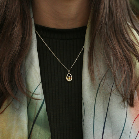 Citrine Birthstone Droplet Pendant in 9ct Yellow Gold by Sheila Fleet Jewellery