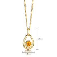 Citrine Birthstone Droplet Pendant in 9ct Yellow Gold by Sheila Fleet Jewellery
