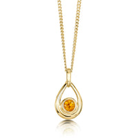 Citrine Birthstone Droplet Pendant in 9ct Yellow Gold by Sheila Fleet Jewellery
