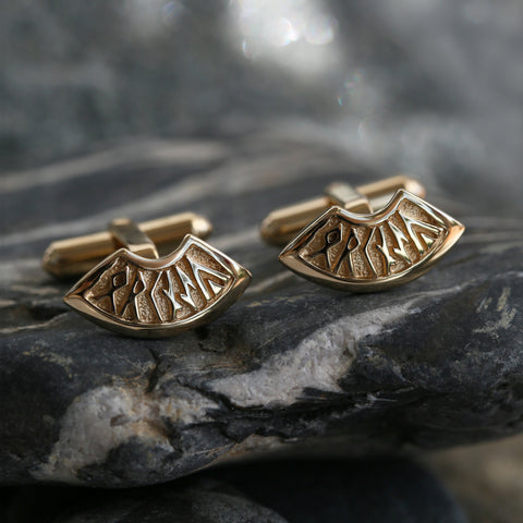 Runic Small Cufflinks in 9ct Yellow Gold by Sheila Fleet Jewellery