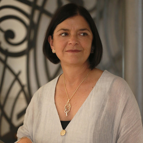 Tidal 9ct Yellow Gold Occasion Pendant with Cognac Diamond by Sheila Fleet Jewellery