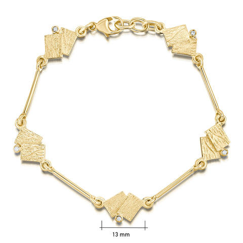 Flagstone 5-link Diamond Bracelet in 9ct Yellow Gold by Sheila Fleet Jewellery