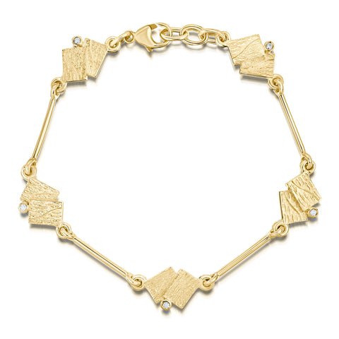 Flagstone 5-link Diamond Bracelet in 9ct Yellow Gold by Sheila Fleet Jewellery