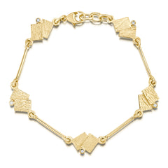 Flagstone 5-link Diamond Bracelet in 9ct Yellow Gold by Sheila Fleet Jewellery