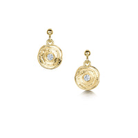 Lunar Diamond Petite Drop Earrings in 9ct Yellow Gold by Sheila Fleet Jewellery