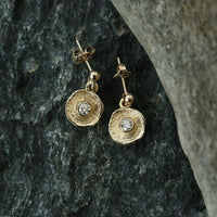 Lunar Diamond Petite Drop Earrings in 9ct Yellow Gold by Sheila Fleet Jewellery