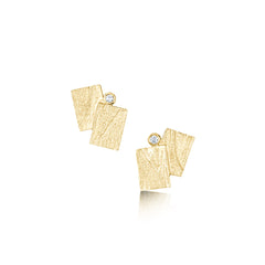 Flagstone Diamond Stud Earrings in 9ct Yellow Gold by Sheila Fleet Jewellery