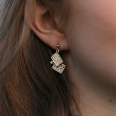 Flagstone Diamond Small Drop Earrings in 9ct Yellow Gold by Sheila Fleet Jewellery