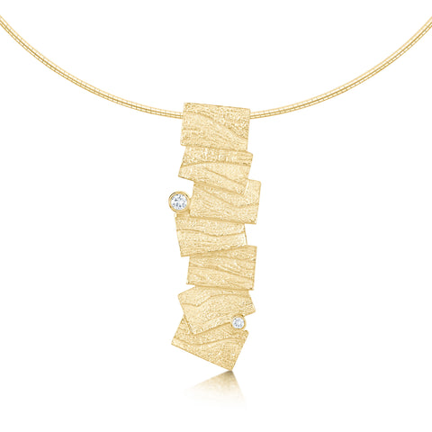 Flagstone Diamond Dress Necklace in 9ct Yellow Gold by Sheila Fleet Jewellery