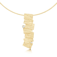 Flagstone Diamond Dress Necklace in 9ct Yellow Gold by Sheila Fleet Jewellery