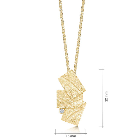 Flagstone Small Diamond Pendant Necklace in 9ct Yellow Gold by Sheila Fleet Jewellery