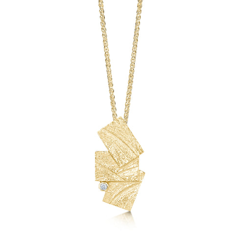 Flagstone Small Diamond Pendant Necklace in 9ct Yellow Gold by Sheila Fleet Jewellery