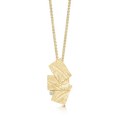 Flagstone Small Diamond Pendant Necklace in 9ct Yellow Gold by Sheila Fleet Jewellery