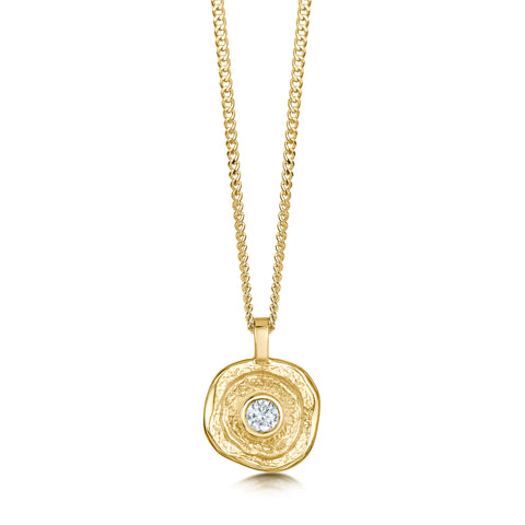 Lunar Diamond Small Pendant in 9ct Yellow Gold by Sheila Fleet Jewellery