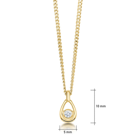 Arctic Stream Diamond Petite Droplet Pendant in 9ct Yellow Gold by Sheila Fleet Jewellery