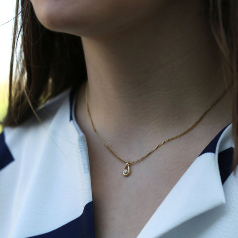 Arctic Stream Diamond Petite Droplet Pendant in 9ct Yellow Gold
