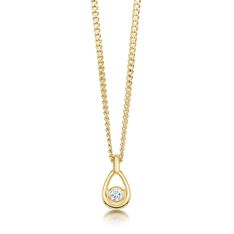 Arctic Stream Diamond Petite Droplet Pendant in 9ct Yellow Gold by Sheila Fleet Jewellery
