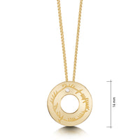 Ogham Small Pendant Necklace in 9ct Yellow Gold with a Diamond by Sheila Fleet Jewellery