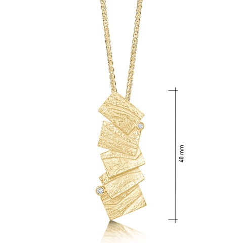 Flagstone Diamond Pendant Necklace in 9ct Yellow Gold