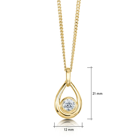 Arctic Stream Diamond Droplet Pendant in 9ct Yellow Gold by Sheila Fleet Jewellery