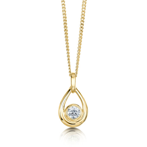 Arctic Stream Diamond Droplet Pendant in 9ct Yellow Gold by Sheila Fleet Jewellery