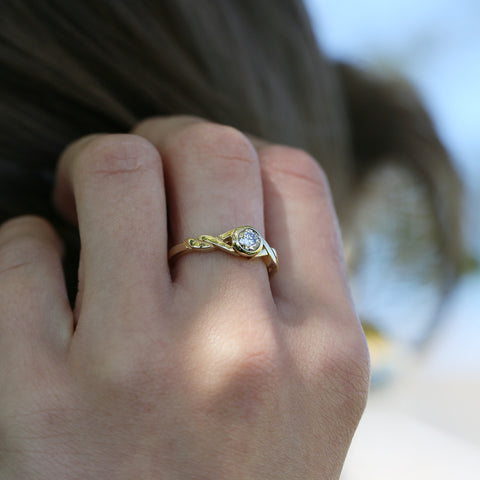 Celtic Twist 0.25ct Diamond Solitaire Ring in 9ct Yellow Gold by Sheila Fleet Jewellery
