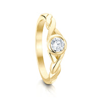 Celtic Twist 0.25ct Diamond Solitaire Ring in 9ct Yellow Gold by Sheila Fleet Jewellery