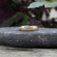 Ogham Small Ring in 9ct Yellow Gold with Diamonds by Sheila Fleet Jewellery