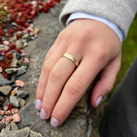 Ogham Small Ring in 9ct Yellow Gold with Diamonds by Sheila Fleet Jewellery