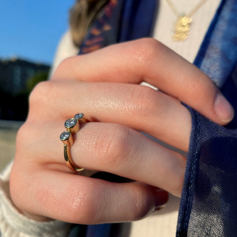 Trilogy Diamond Ring in 9ct Yellow Gold by Sheila Fleet Jewellery