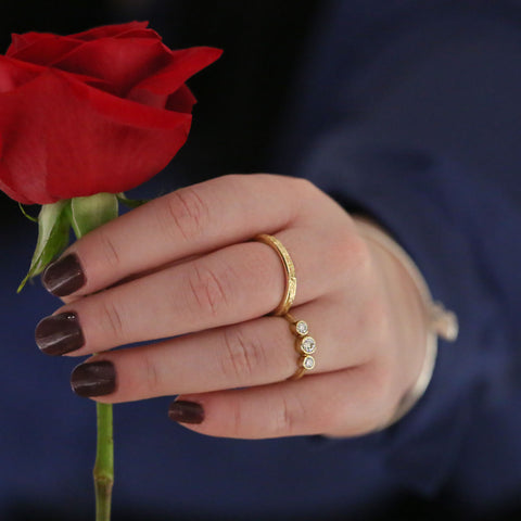 Trilogy Diamond Ring in 9ct Yellow Gold by Sheila Fleet Jewellery