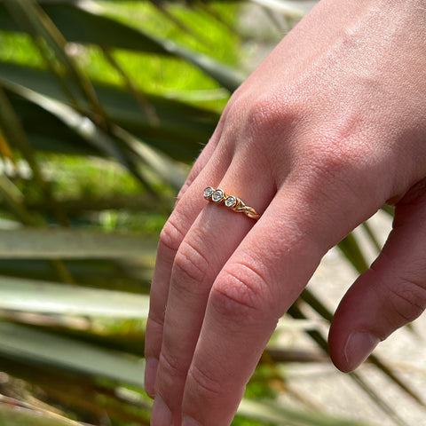 Celtic Trilogy Diamond Ring in 9ct Yellow Gold by Sheila Fleet Jewellery