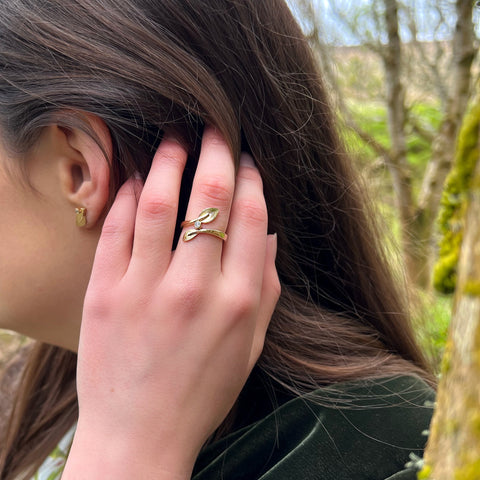 Rowan Leaves Diamond Ring in 9ct Yellow Gold by Sheila Fleet Jewellery