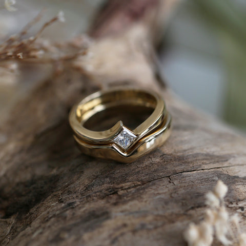 Princess Solitaire 0.25ct Diamond Ring Set in 9ct Yellow Gold by Sheila Fleet Jewellery