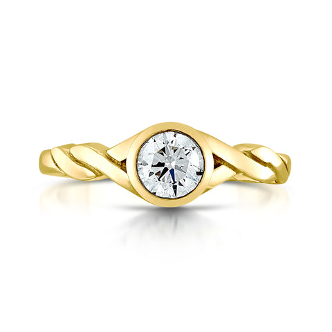 Celtic Twist 0.40ct Diamond Solitaire Ring in 9ct Yellow Gold by Sheila Fleet Jewellery