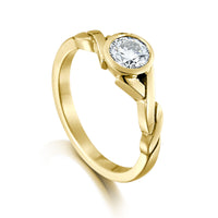 Celtic Twist 0.40ct Diamond Solitaire Ring in 9ct Yellow Gold by Sheila Fleet Jewellery
