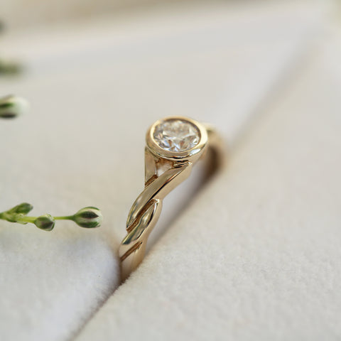 Celtic Twist 0.40ct Diamond Solitaire Ring in 9ct Yellow Gold by Sheila Fleet Jewellery