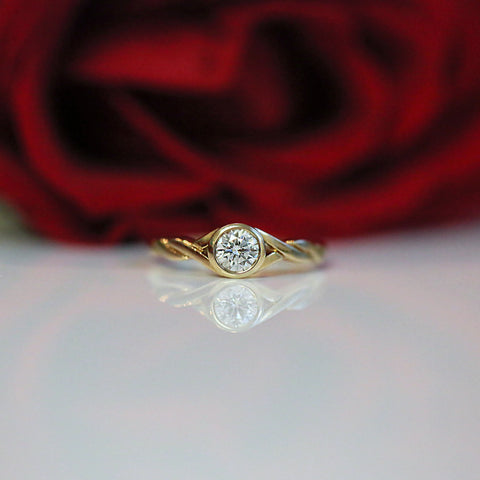 Celtic Twist 0.40ct Diamond Solitaire Ring in 9ct Yellow Gold by Sheila Fleet Jewellery