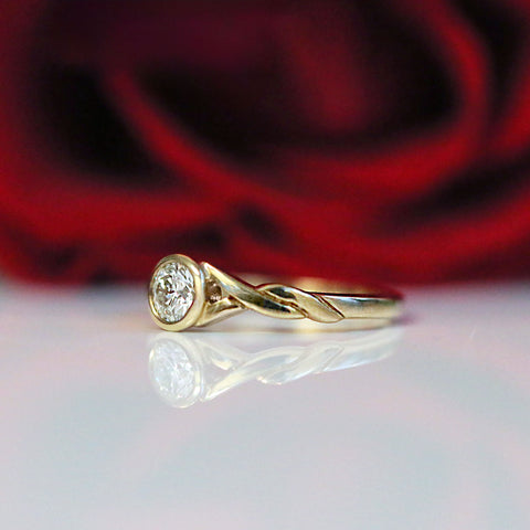 Celtic Twist 0.40ct Diamond Solitaire Ring in 9ct Yellow Gold by Sheila Fleet Jewellery