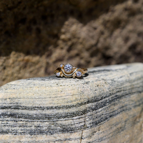 Cosmos Constellation 4-Diamond Ring in 9ct Yellow Gold
