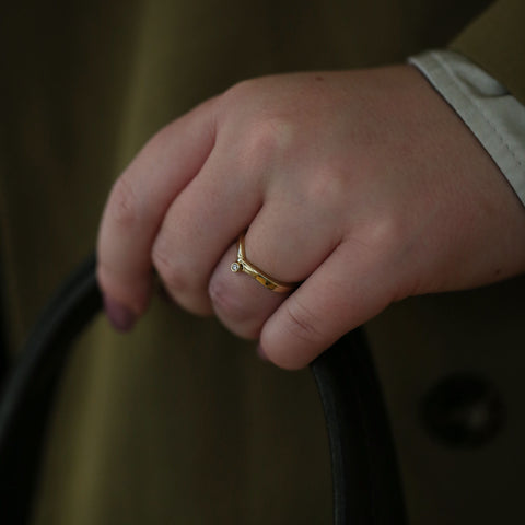 New Wave Diamond Solitaire Ring in 9ct Yellow Gold by Sheila Fleet Jewellery