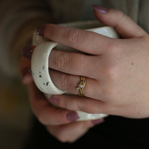 New Wave Diamond Ring in 9ct Yellow Gold by Sheila Fleet Jewellery