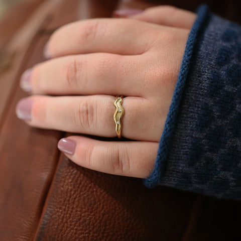 River Ripples Diamond Ring in 9ct Yellow Gold by Sheila Fleet Jewellery