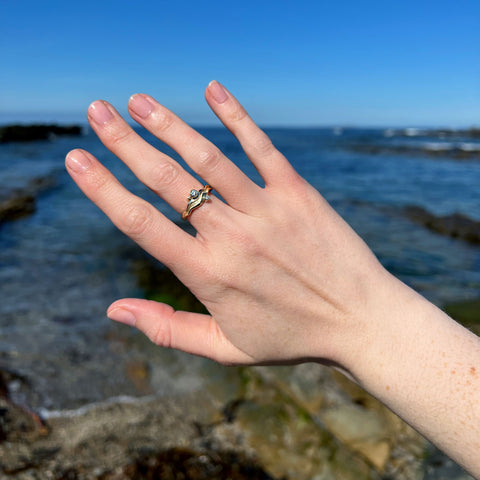 River Ripples Engagement Ring in 9ct Yellow Gold with Diamonds by Sheila Fleet Jewellery