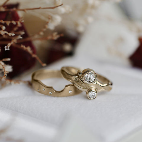 Diamond River Ripples Dress Ring Set in 9ct Yellow Gold by Sheila Fleet Jewellery