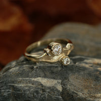 River Ripples 9ct Yellow Gold Ring with 3.9mm & 3mm Diamonds by Sheila Fleet Jewellery