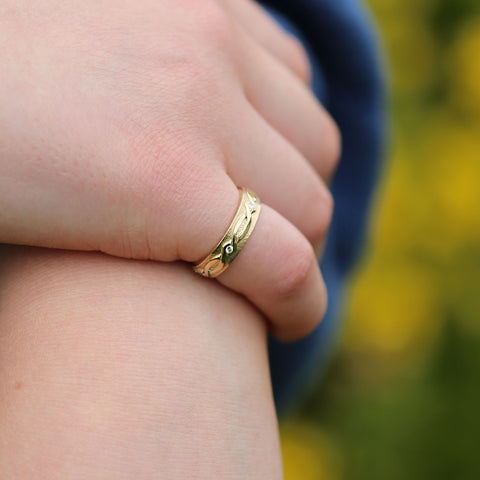Sweetheart Diamond Ring in 9ct Yellow Gold by Sheila Fleet Jewellery
