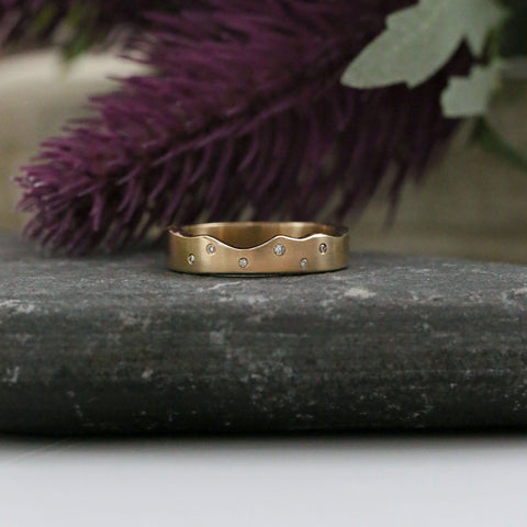 River Ripples Diamond Wedding Ring in 9ct Yellow Gold by Sheila Fleet Jewellery