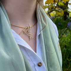 Morning Dew Diamond & Moonstone Dress Necklace in 9ct Yellow Gold