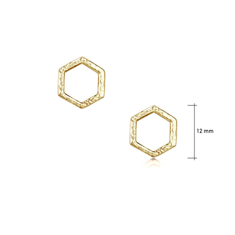 Honeycomb Petite Stud Earrings in 9ct Yellow Gold by Sheila Fleet Jewellery